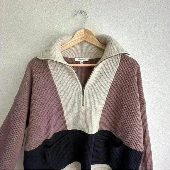 Madewell - Quart Zip Color Block Pull Over Sweater - Picture 3 of 6